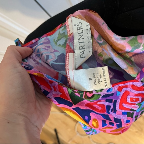 Vintage Floral Tropical Colorful Abstract Pattern Slip Dress Silk Size Small - Picture 7 of 7